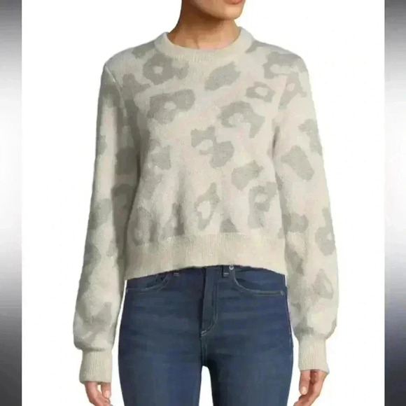 Rag & Bone Leopard-Print Mohair-Blend Crewneck Sweater Size Medium - Picture 1 of 7